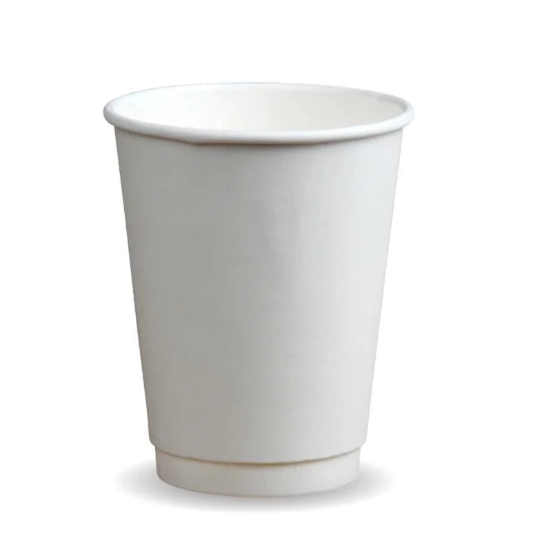 Compostable Double Wall Economy Coffee Cups - White – Green Man Packaging