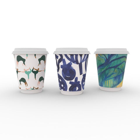 Compostable Vegware Gallery Design Double Wall Coffee Cups