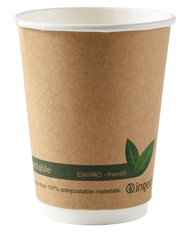 12oz Biodegradable Compostable Brown Double Wall Premium Coffee Cups