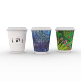 Compostable Gallery Design Double Wall Coffee Cups 8oz
