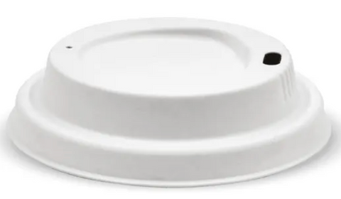 Compostable Economy White Sugarcane Coffee Cup Lids