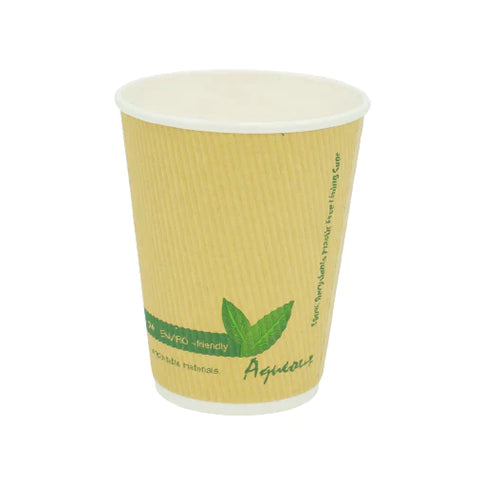 Compostable Plastic Free Double Wall Coffee Cups - Ripple 12oz