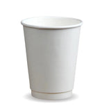 Compostable White Double Wall Paper Coffee Cups - 12oz