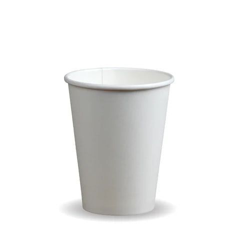 Compostable White Single Wall Coffee Cups - 12oz