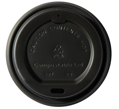 Compostable Black Economy CPLA Coffee Cup Sip-Thru Lids