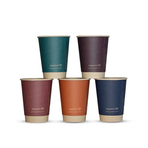 NEW - Compostable FEEL SNUG Vegware Double Wall Coffee Cups