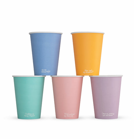 NEW - Compostable PASTEL Vegware Single Wall Coffee Cups
