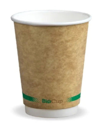 Compostable Brown BioPak Double Wall Coffee Cups