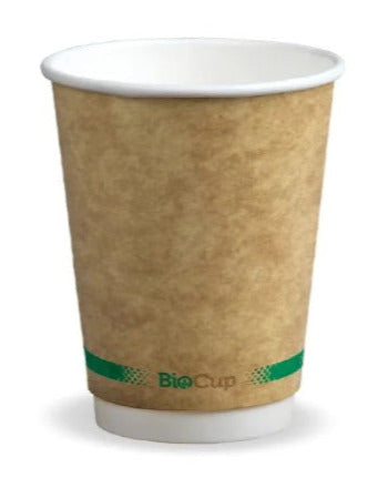 NEW - Compostable Brown BioPak Double Wall Coffee Cups
