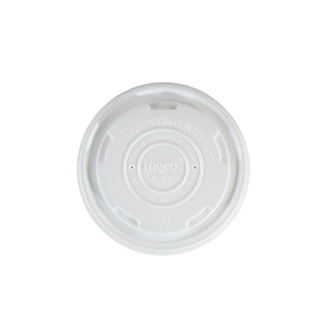 Compostable CPLA Flat Soup Pot Lids - Suitable For Hot Food Small
