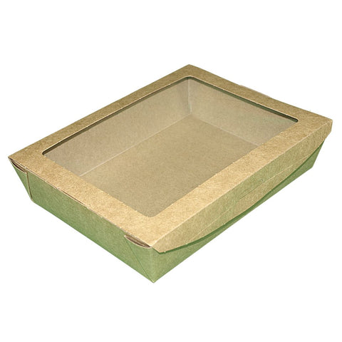 Compostable Kraft Square & Rectangular Salad Boxes With Window - Large
