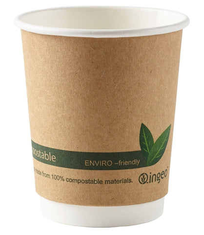 8oz Biodegradable Compostable Brown Double Wall Premium Coffee Cups