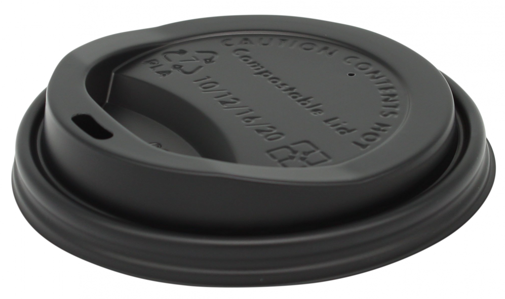 Compostable Black Economy CPLA Coffee Cup Lids