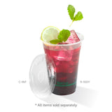 Compostable BioCup Clear PLA Flat Lids For Standard Cold Drinks Cups - With Straw Slot (96mm Diameter)