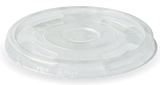 Compostable BioCup Clear PLA Flat Lids For Standard Cold Drinks Cups - With Straw Slot (96mm Diameter)