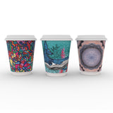 Compostable Gallery Design Double Wall Coffee Cups - 12oz