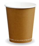 Compostable Kraft Single Wall Takeaway Coffee Cups - 8oz