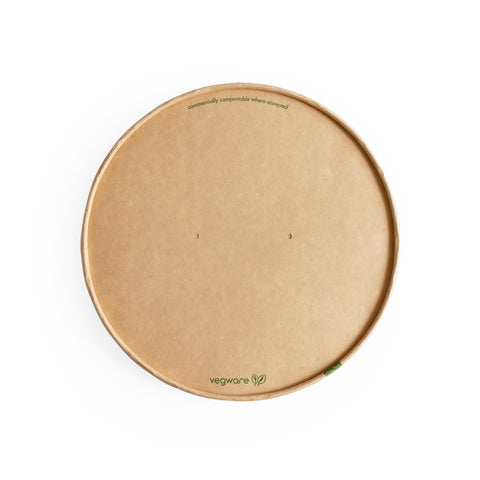 Compostable PLA-Lined Paper Lid with Vents - For Bon Appetit Bowls (Kraft)