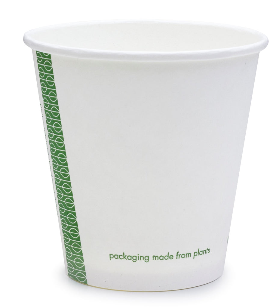 Compostable White Single Wall Vegware Coffee Cups – Green Man Packaging
