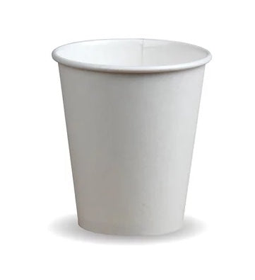 Compostable White Single Wall Economy Coffee Cups - 6oz