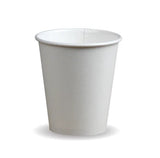 Compostable White Single Wall Economy Coffee Cups - 8oz