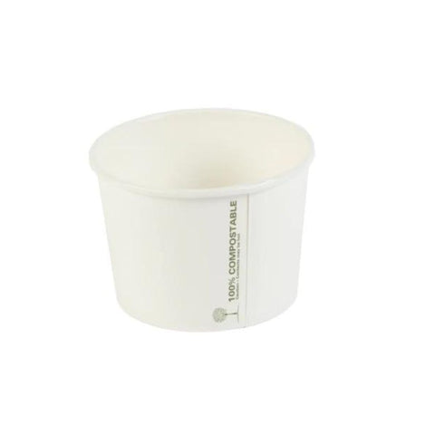 Compostable White Soup / Ice Cream Pots - 8oz