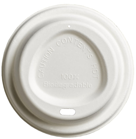 Compostable White Sugarcane Coffee Cup Lids - 12oz