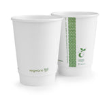 Compostable White Vegware Double Wall Economy Coffee Cups - 12oz