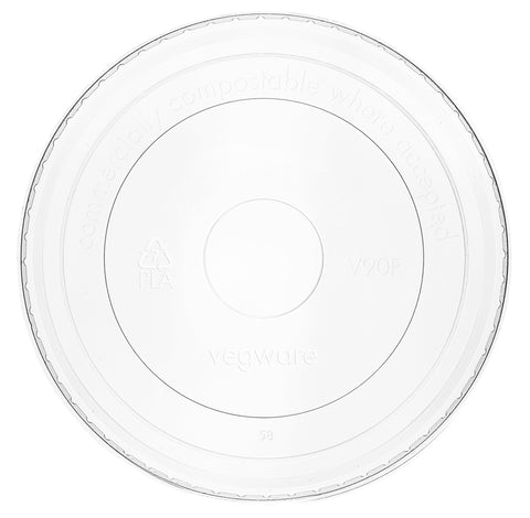 Compostable Clear Flat Lid For Soup / Ice Cream Container - Fits 6oz-10oz Containers (Cold Food Only)