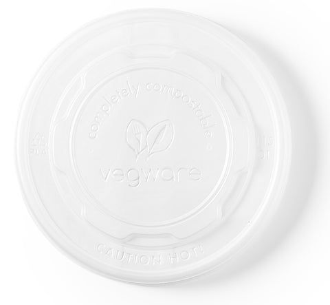 Compostable Flat Lid for Soup / Ice Cream Containers - Large