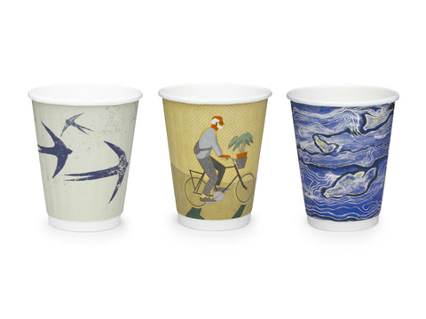 Compostable Gallery Embossed Double Wall Coffee Cups - 8oz