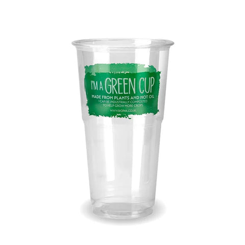 Compostable "I'm a Green Cup" Clear PLA CE Marked Cups - 1 Pint