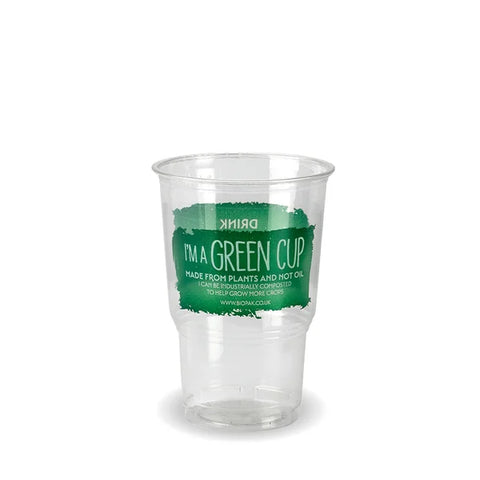 Compostable "I'm a Green Cup" Clear PLA CE Marked Cups - 1/2 Pint