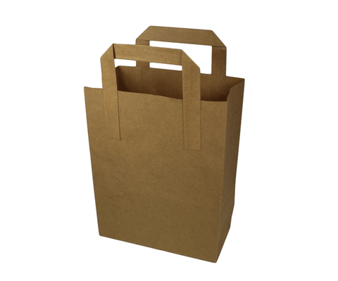 Small Compostable Kraft Brown Paper Carrier Bag - Outside Fitting Handle