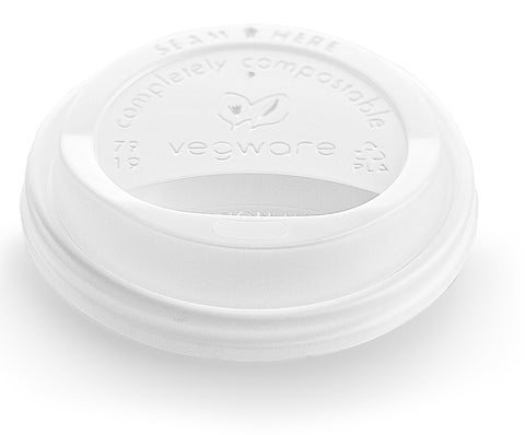 White Compostable Coffee Cup Lids - 8oz (79mm)